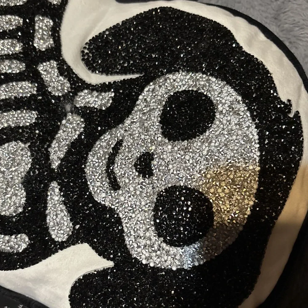 Dachshund Halloween Beaded Skeleton Pillow Dog 16.5” X 15.5” Embellished Cute